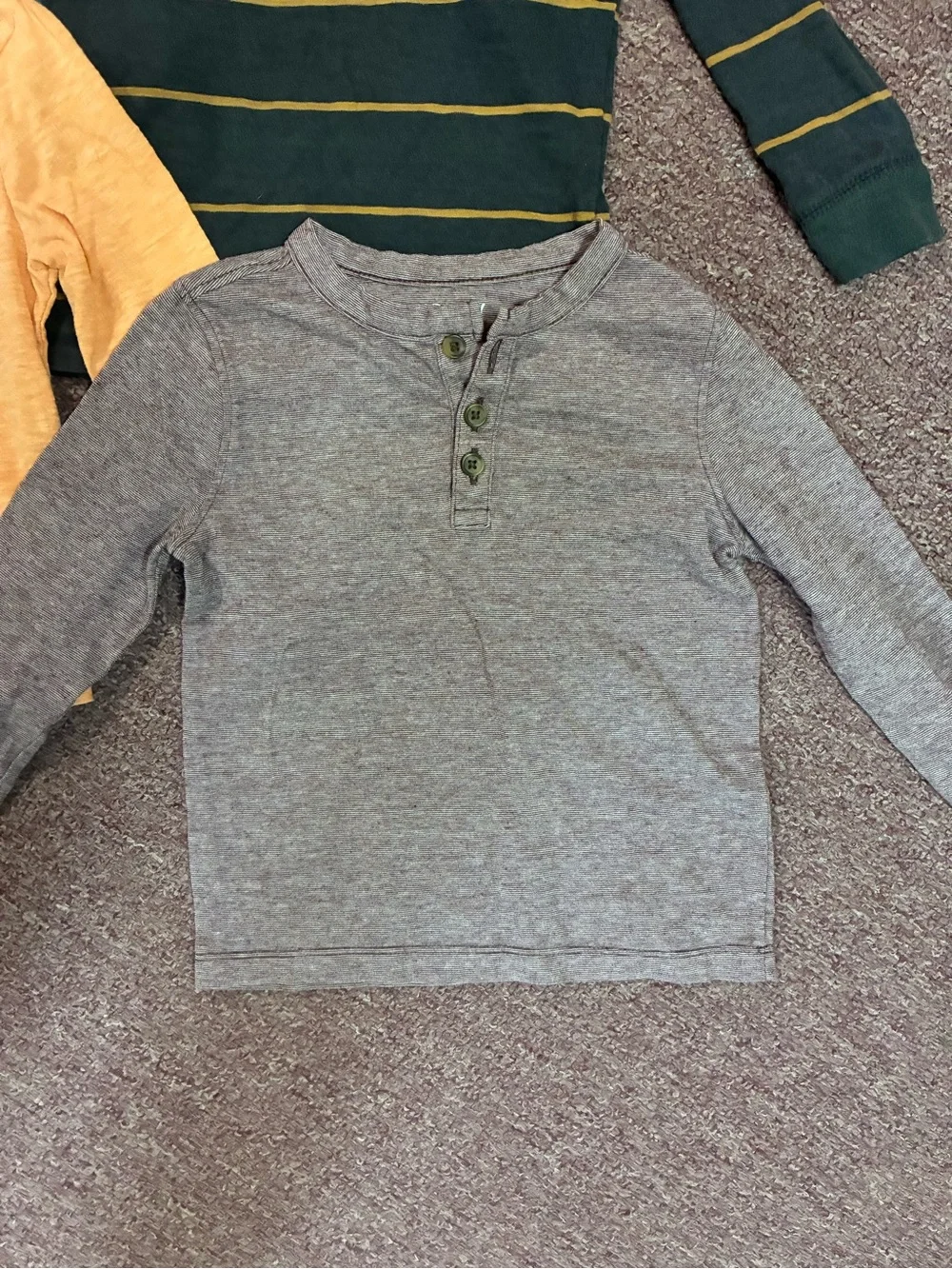 Old Navy Boys Long-Sleeve Stripe & Solid Tee Mix - Blue, Green, Yellow, Gray